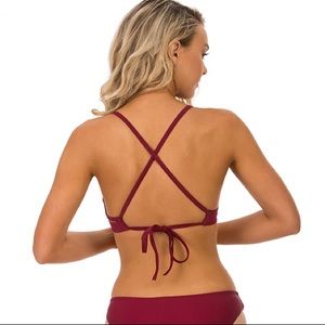 Maroon Strappy Bikini Top